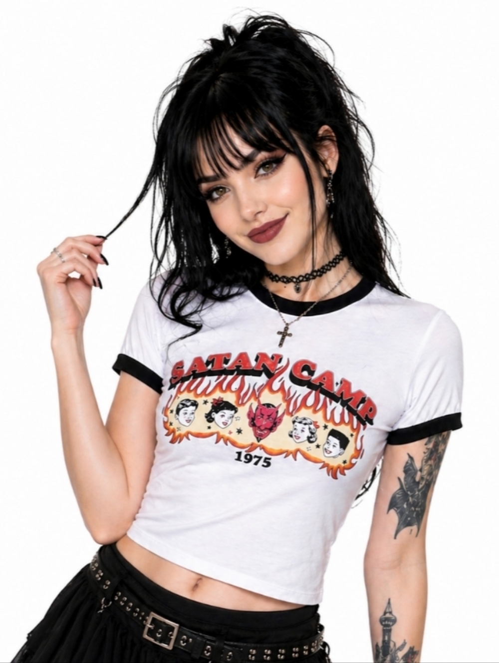 Tricks & Treats Satan Camp Babydoll Cropped Tee